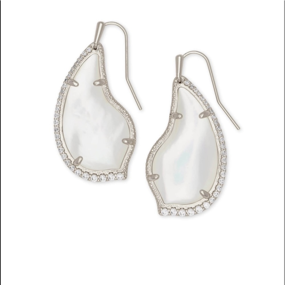 Kendra Scott Tulip Silver Drop Earrings In Ivory
